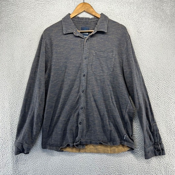 Prana Shirt Men's Extra Large Blue Gray Button Organic Cotton Pocket Collared - Picture 1 of 10